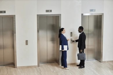 High-rise apartment service elevator doors reserved for home relocation.